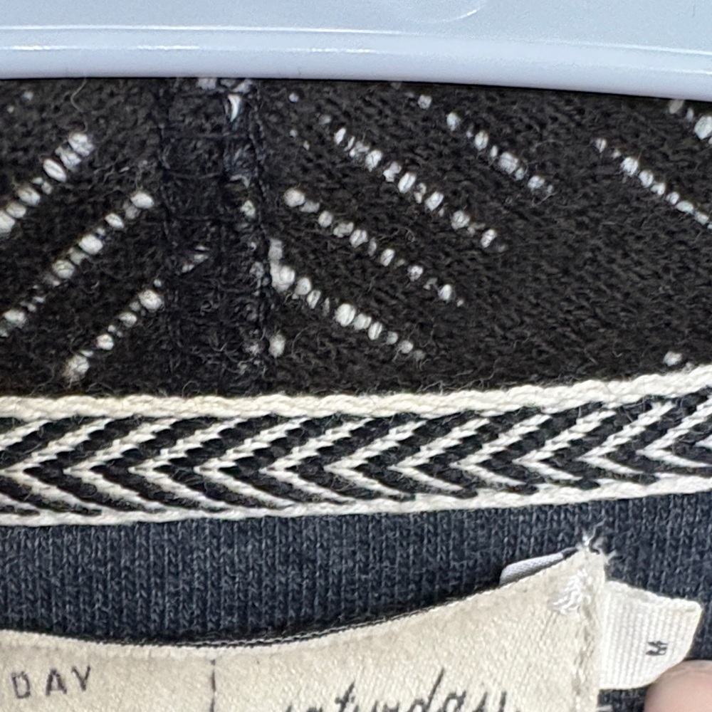 Anthropologie Saturday Sunday Black and Gray Patterned Open Front Cardigan - Picture 7 of 13